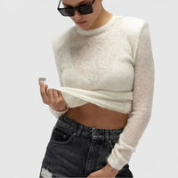 Pure Color Simple Round Neck Long Sleeve Sweater