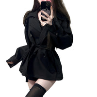 Fashion Short Black Double Breasted