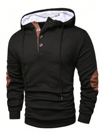 Men's Solid Color Jacquard Hooded Sweater Loose Sports And Leisure Coat