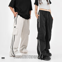 American Retro Piano Bag Stitching Casual Straight Trousers