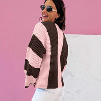 Striped Colorblock Warm Sweater For Women