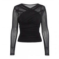 Retro Versatile Long-sleeve Sheer Top