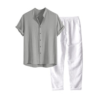 European And American Men's Stand Collar Fashion Casual All-match Slim Fit Cotton And Linen Suit