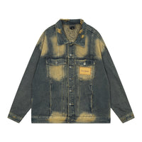 Loose Casual Wash Vintage Distressed Turn-down Collar Coat