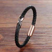 Stainless Steel Leather Unisex Wrist Strap