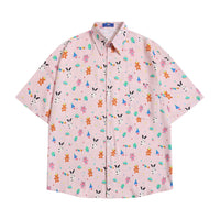 Cartoon Full Printed Bear Short-sleeved Shirt