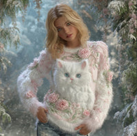 3D Digital Printed Flannel Women's Round Neck Sweatshirt For Autumn And Winter