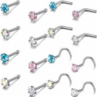 Stainless Steel Zircon Nose Stud 3mm RoundSquareHeartStar Piercing Jewelry