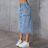 A Highly Stretchy, Mid-length Denim Skirt Perfectly Flatters Your