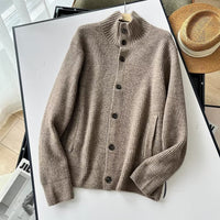New Knitted Cardigan Long Sleeve Shufulei Loose Turtleneck Sweater Coat