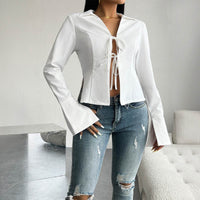 Temperament Leisure Lace-up Shirt Women's Clothing