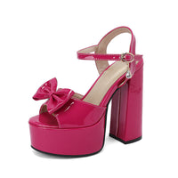 Womens Chunky-heel Ultra-high-heeled Peep-toe Sandals