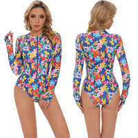 Women's Sports Long Sleeve Swimsuit Printed Sunscreen