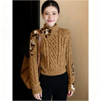 Unique Subtly Mature Niche Knit Sweater With A Distinctive Non-overlapping Printsoft Stylish And Beautifully Designed