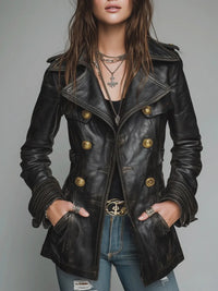 Vintage Black Leather Biker Jacket
