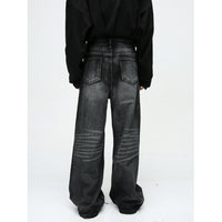 New American High Street Pu Handsome Mop Straight Loose Jeans