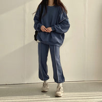 Womens Long-Sleeve Top And Pants Two-Piece Set Fashionable Casual Sportswear