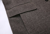 Thick Quilted Lapel Collar Men's Mid-length Wool Overcoat