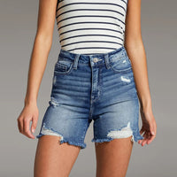 Fashionable Ripped Mid-Waist Denim Jeans For Women