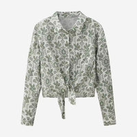 Fashionable, Elegant, And Fresh Cotton-linen Shirt And Skirt Set
