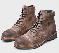 Mid-cut Gray Round Toe Solid Color Artificial PU Men's Boots