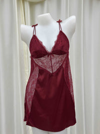 Sensual Backless Cross-Strap Slip Dress  Stretch Lace Loungewear With Ribbon Detailing And Padded Bust