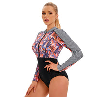 Ladies Long Sleeve Panel Conservative Swimwear