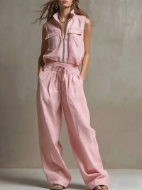 Womens AutumnSummer Casual Loose Sweatshirt And Straight Leg Pants Set