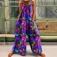 Women's Leisure Fashion Polyester Print Jumpsuit