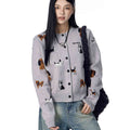 American Retro Gray Puppy Cardigan Sweater