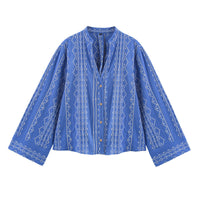 European And American Style Ethnic Style Embroidered Shirt