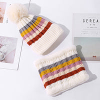 Women's Color Matching Striped Thick Warm Knitted Hat
