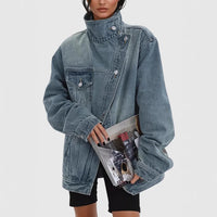 Women's Loose Korean-style Irregular Wash Denim Coat