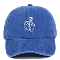 Skull Tea Embroidery Baseball Vintage Distressed Washing Cap
