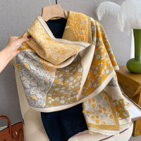 Korean Style Ins All-match Floral Print Shawl Winter Cashmere-like