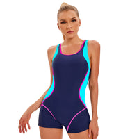 Women's Sports One Piece Swimsuit Conservative Color Blocking Europe And America