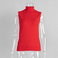 Womens Turtleneck Sleeveless Base Layer Top Sweater Cardigan Set