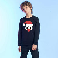 Cute Cartoon Christmas Hat Printed Children's Hoodie