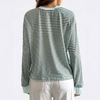 SpringSummer Fashionable Commuter Striped Long Leeve Top
