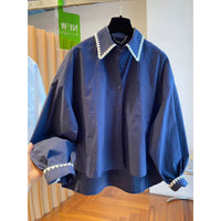 Women's Loose Contrasting Color Chic Lace-Patched Shirt