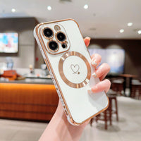 Phone Case Side Love Magnetic Suction Shell Hollow Double Love Protective Cover
