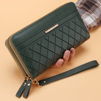 Women's Simple Double Zipper Multiple Card Slots Long Wallet