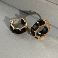 Exquisite Gold-detailed Diamond-studded Zircon Earrings For Women