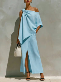 Womens Off-Shoulder Top And Skirt Two-Piece Set