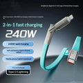 240W Multi-Protocol Fully Compatible 2-in-1 Charging Cable With Silicone