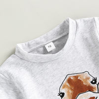 Boys' Printed Letters Round Neck Short Sleeve Shorts Suit