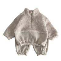 Baby And Toddler Lambswool Stand-up Collar Half-zip Sweater