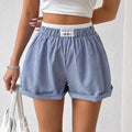 Elastic High-waist Buttoned Loose Casual Comfortable Basic Shorts