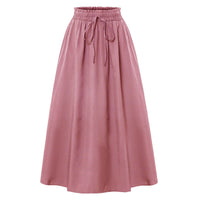Casual Loose Pocket Skirt With Drawstring And Drape