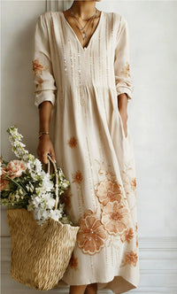 Women's Loose-fitting Fashion V-neck Printed Dress